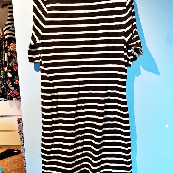 J. Crew Ruffle Sleeve Dress in Black and White Stripe NWOT - Picture 5 of 5